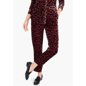 J. Crew Velvet Rose Leopard Tapered Pull On Pants, Size 8 NWOT
